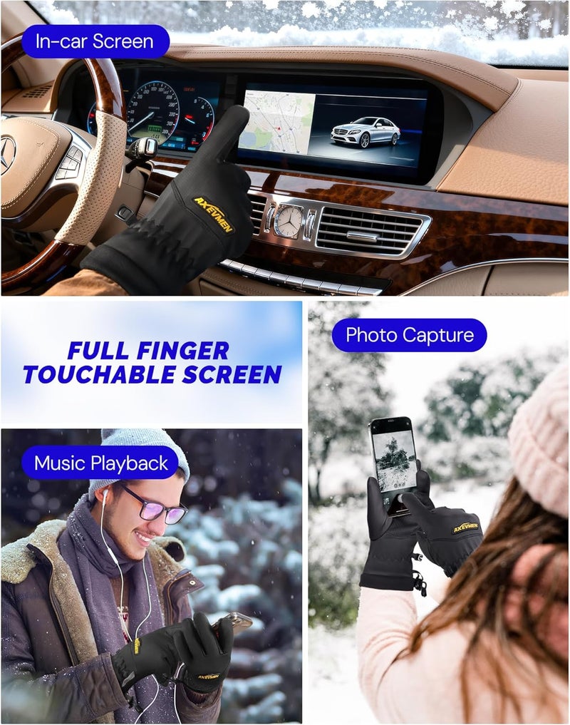 AXEVMEN Winter Gloves Waterproof Ski Snow Gloves for Women Men, Windproof Cold Weather Warm Thermal with 3M Premium Insulation Touchscreen for Running Driving Cycling Hiking Biking Outdoor Sports Work - Image 4